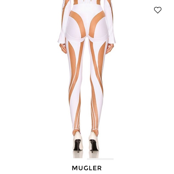 MUGLER for FWRD Sheer Spiral Legging in White & Nude Size 40 - Picture 7 of 8